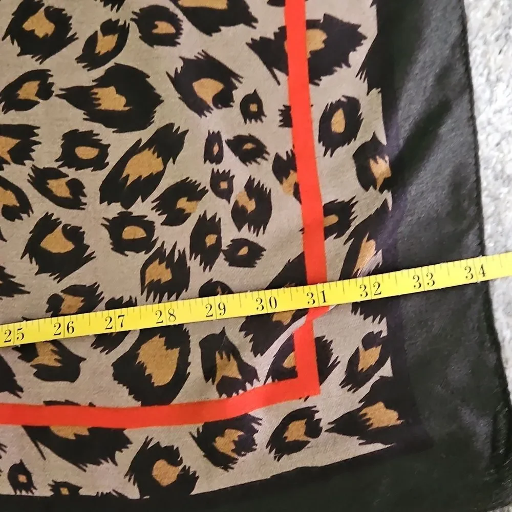 Large Leopard Print Scarf with Red Accents